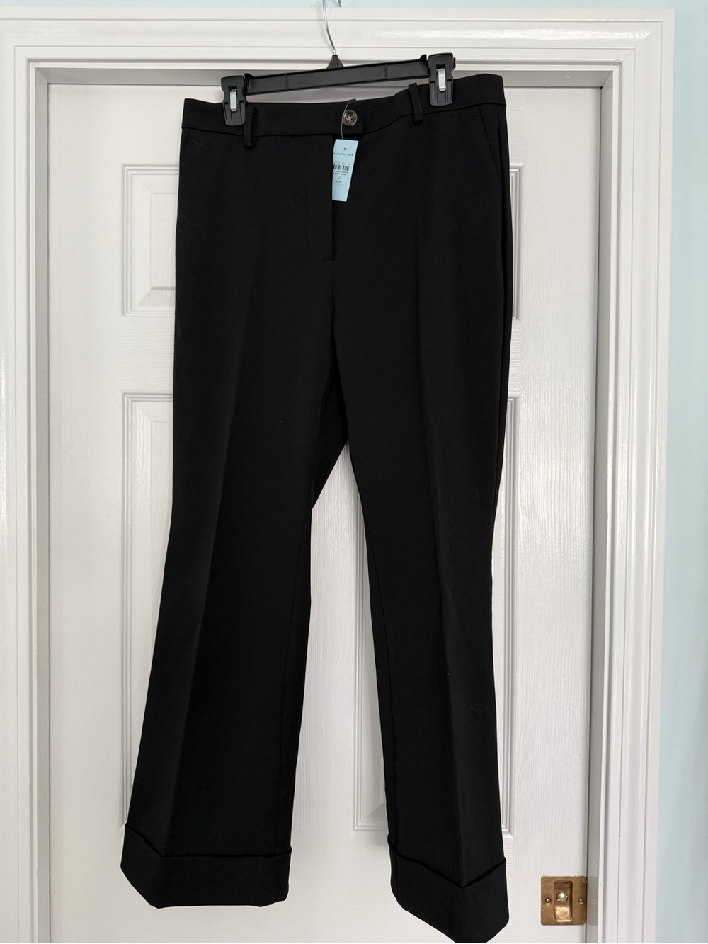 Ann Taylor Black Cuffed High Rise Petite Trousers - 12P